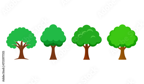Set of four pixel art style trees scalable vector graphics for digital design and illustration