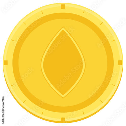 Golden Cryptocurrency Coin with Abstract Diamond Shape Symbol