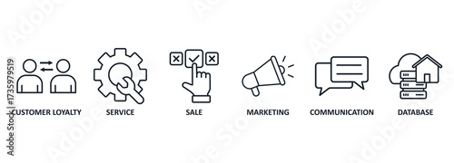 Customer relationship management, concept. Vector Illustration with icons
