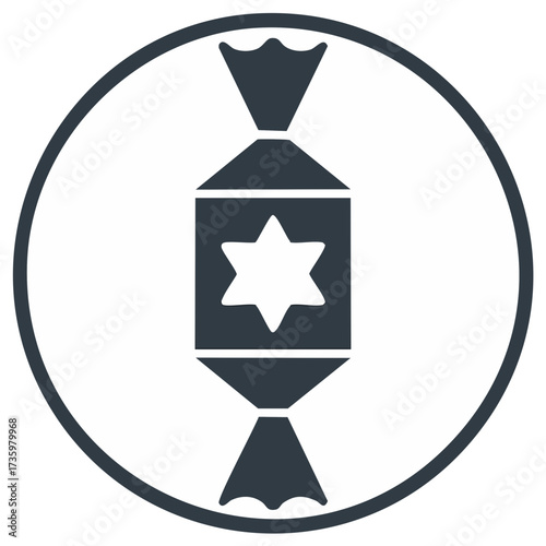 Stylized Candy Icon with Star of David Symbol