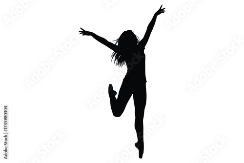 Vector art of silhouette of a female ballet dancer in a graceful pose, capturing the elegance and artistry of dance