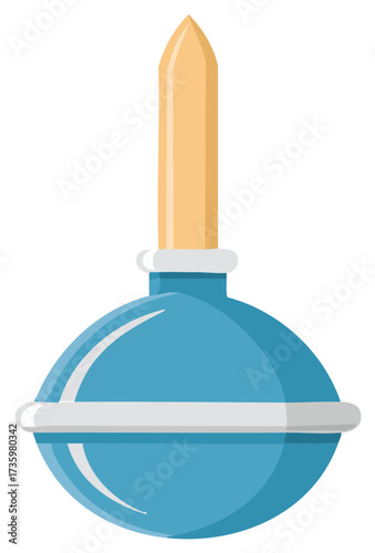 Medical applicator device with blue bulb and long beige tip vector illustration