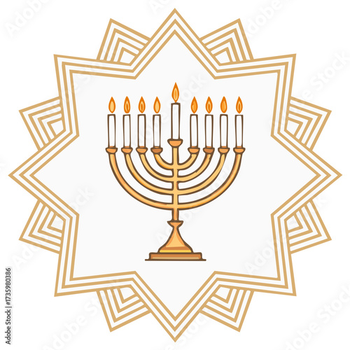 Hanukkah Menorah with Star of David Frame Illustration