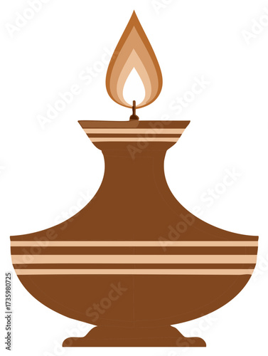 Traditional Indian oil lamp with warm glowing flame for festive celebrations