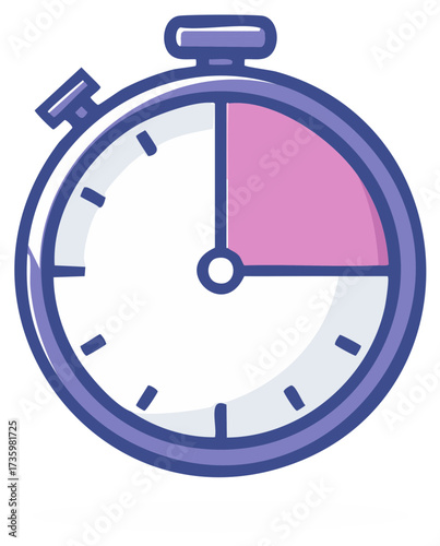Stopwatch with color fill, icon style representing time and measurement