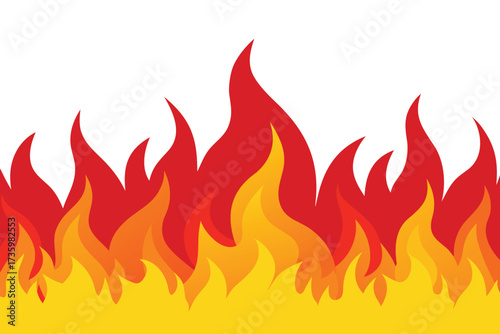 Cartoon Fire Flames Border with Red, Orange, and Yellow Colors