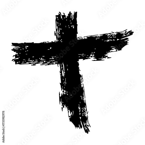 Textured Religion Cross . Christian cross . Vector