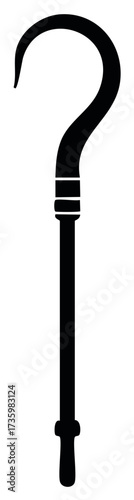 Iconic Black Shepherd's Crook or Question Mark Symbol Vector Illustration
