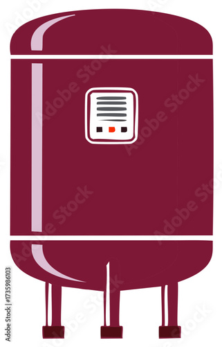 Reddish-Purple Water Heater or Industrial Storage Tank Illustration