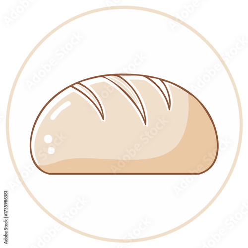 Artistic illustration of a loaf of bread inside a circle