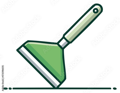 Green scraper tool cleaning a surface simple vector icon illustration