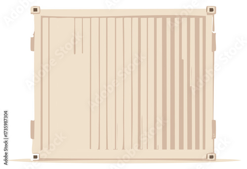 Freight Shipping Container Isometric Illustration, Industrial Transport Module Isolated on White Background