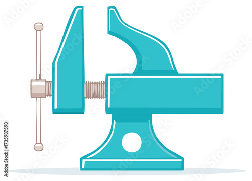 Turquoise bench vise tool for holding objects securely in place for work