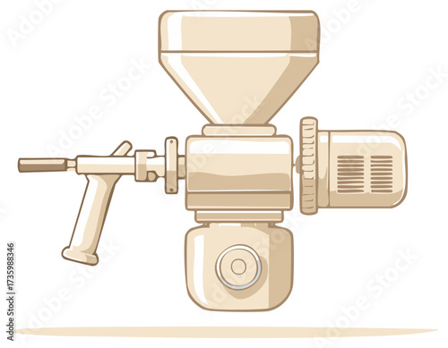 Hand Operated Flour Mill Illustration, Cereal Grains Processing, Manual Grinding Machine