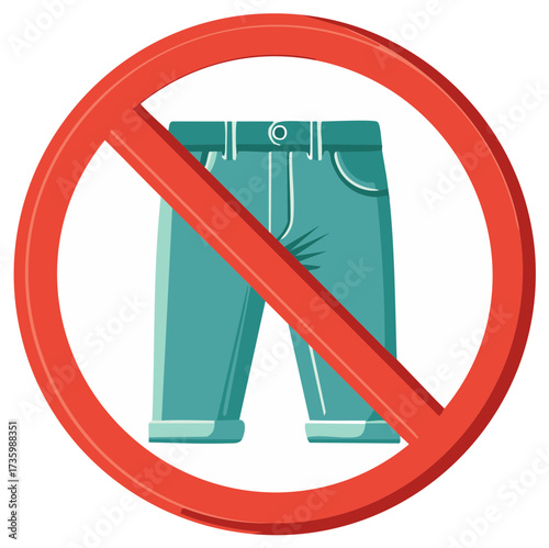 No Pants Sign, Prohibition of Trousers Symbol, Restricted Clothing Icon