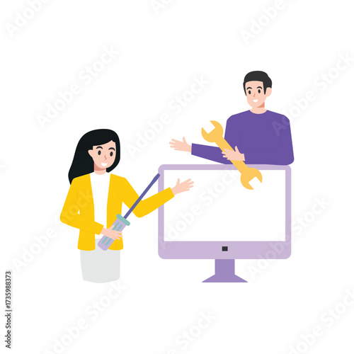 Tech Assistance Vector Illustration Which can easily edit or modify