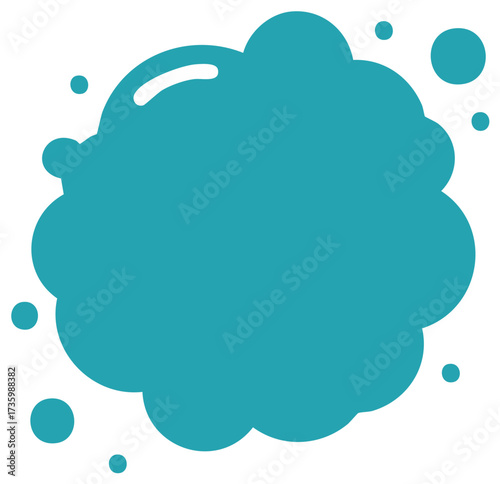 Whimsical Turquoise Cloud Burst Design with Small Dots for Creative Projects and Retro Style Illustrations