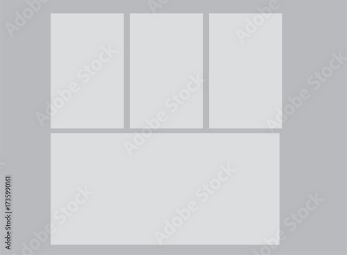 Asymmetrical 8 Photo Collage Vector Illustration. Creative Collage Template with Modern Frames for Album, Portfolio, and Presentation Layouts