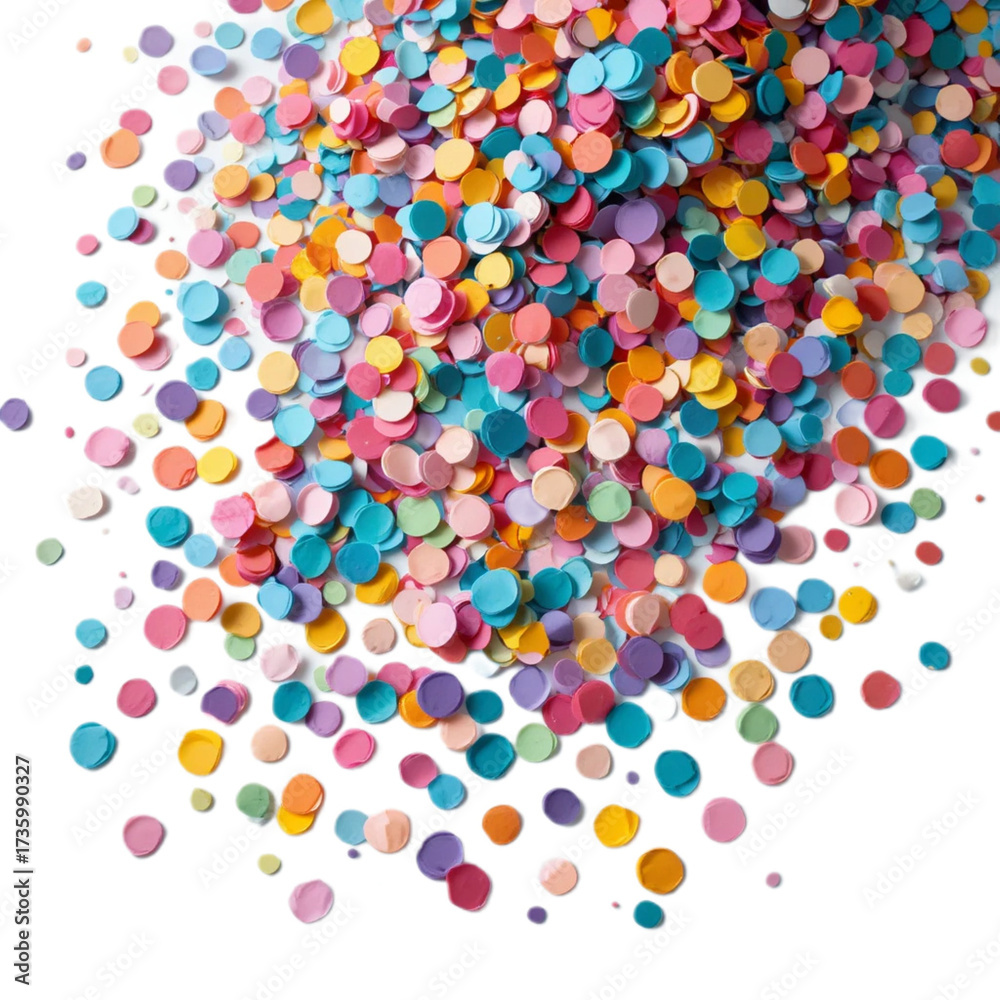 Fototapeta premium Colorful confetti scattered on a white background