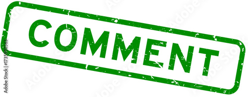 Grunge green comment word square rubber seal stamp on white background