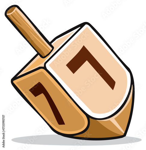 Wooden dreidel with Hebrew letters spinning for Hanukkah holiday game