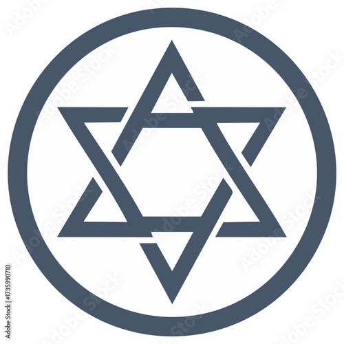 Star of David Icon in Circle for Religious and Cultural Symbolism