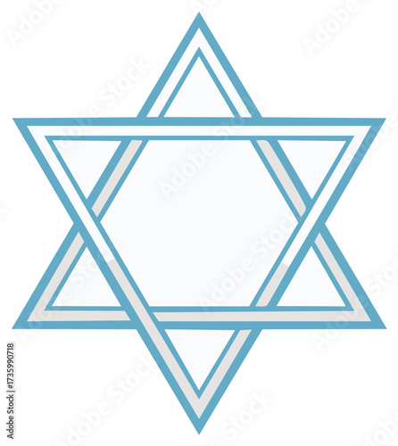 Intertwined light blue and white Star of David religious symbol graphic illustration
