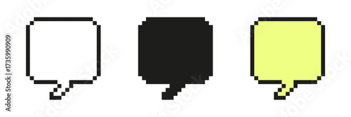 Pixel Messaging Trio Collection Icon. Pixel Art Set of Chat Dialog Boxes for Interface Communication. Isolated Vector Illustration