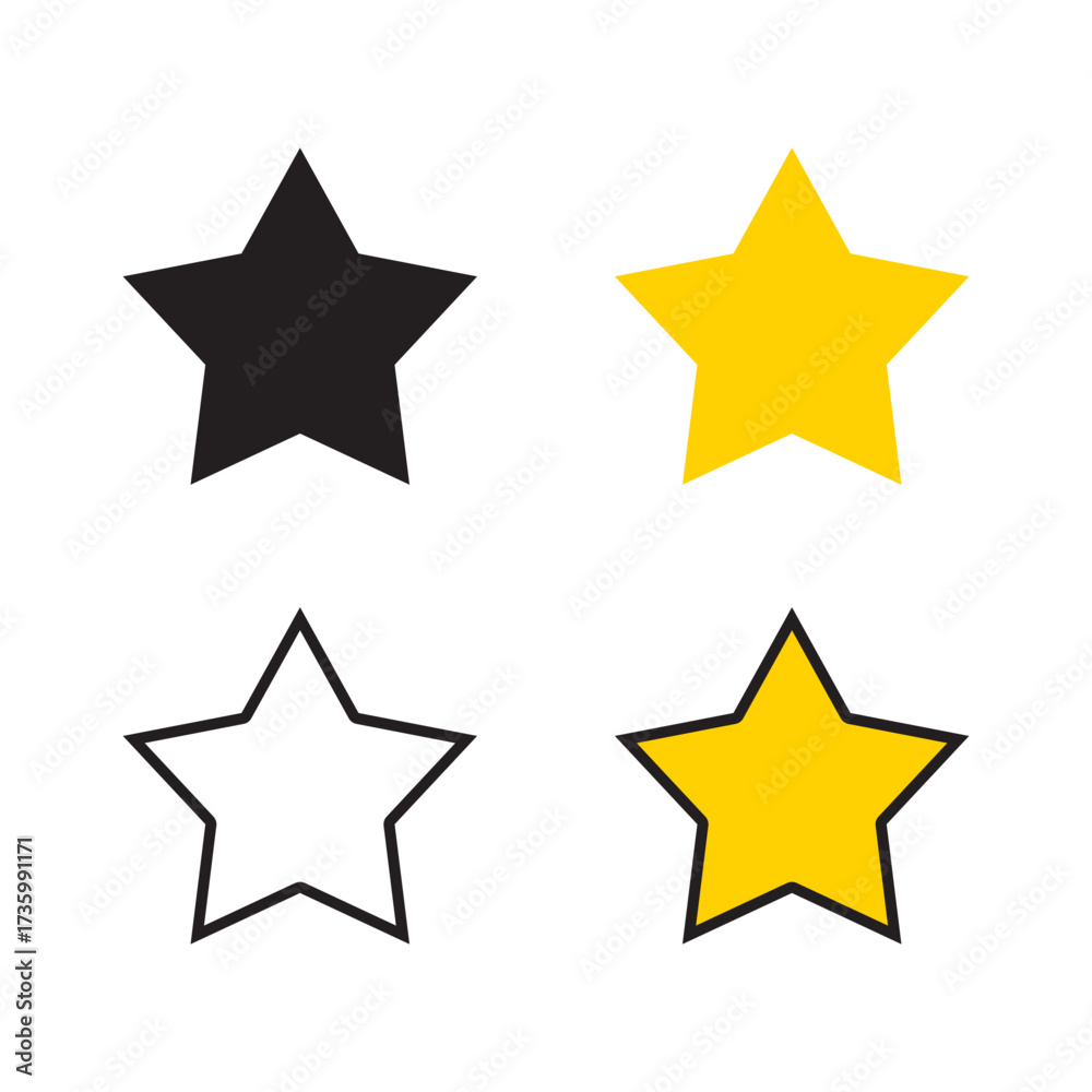 Obraz premium Star icon illustration vector set. Gold star shape design on white background.