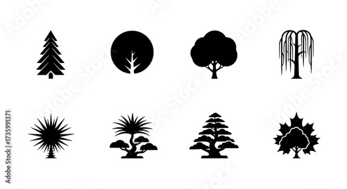 Collection of Black and White Tree Icons