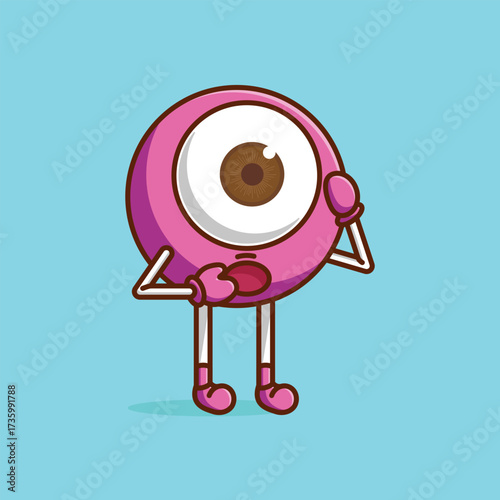 Simple Funny Eye Char Looking Surprised Cartoon vector illustration Eye Sight Day concept icon isolated
