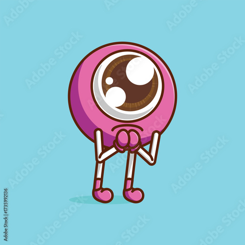 Simple Adorable Eye Char Begging Expression Cartoon vector illustration Eye Sight Day concept icon isolated