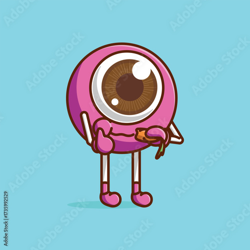 Simple Funny Eye Char Eating Carrot cartoon vector illustration Eye Sight Day concept icon isolated