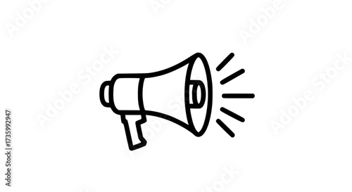 Megaphone urgent announce black white icon 