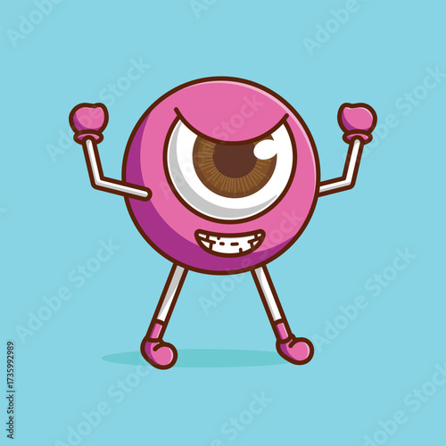 Simple Evil Eyeball Char cartoon vector illustration Eye Sight Day concept icon isolated