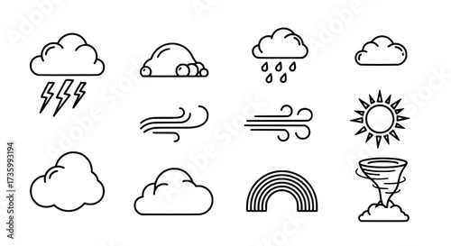 Weather Condition Outline Vector Illustrations
