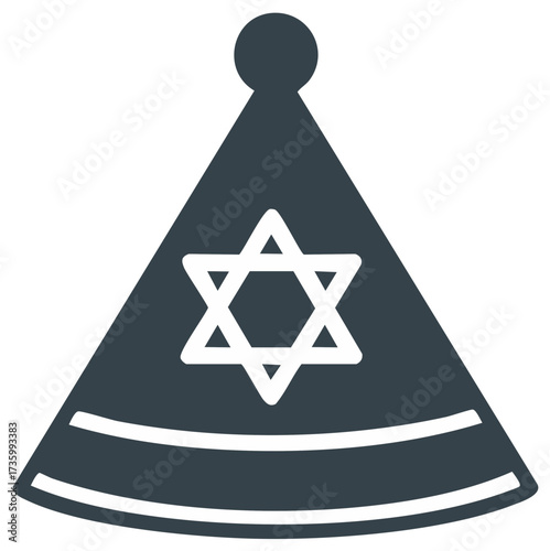 Party hat with Star of David symbol, Jewish holiday celebration theme