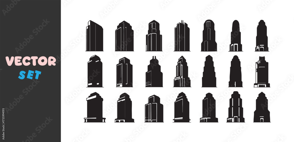 Fototapeta premium Collection of black lipstick silhouettes on a white background