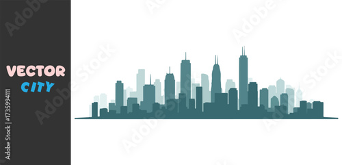 Modern city skyline silhouette with tall buildings and skyscrapers