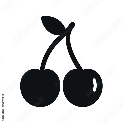 Simple black cherry icon on white background