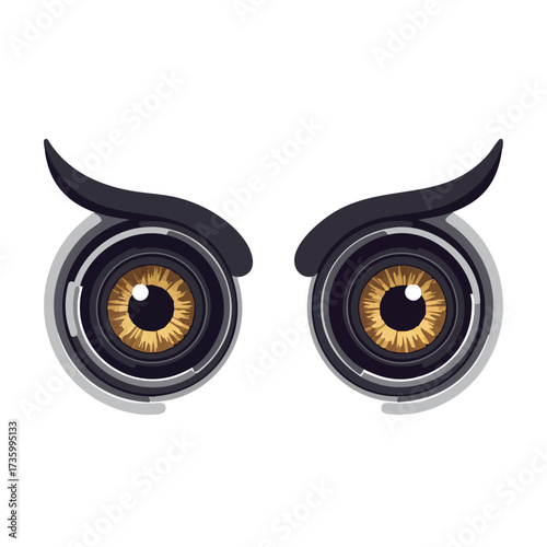 Creative Owl Eyes Camera Lens Logo Design.