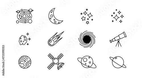 Celestial Icons Collection of Space and Astronomy Elements