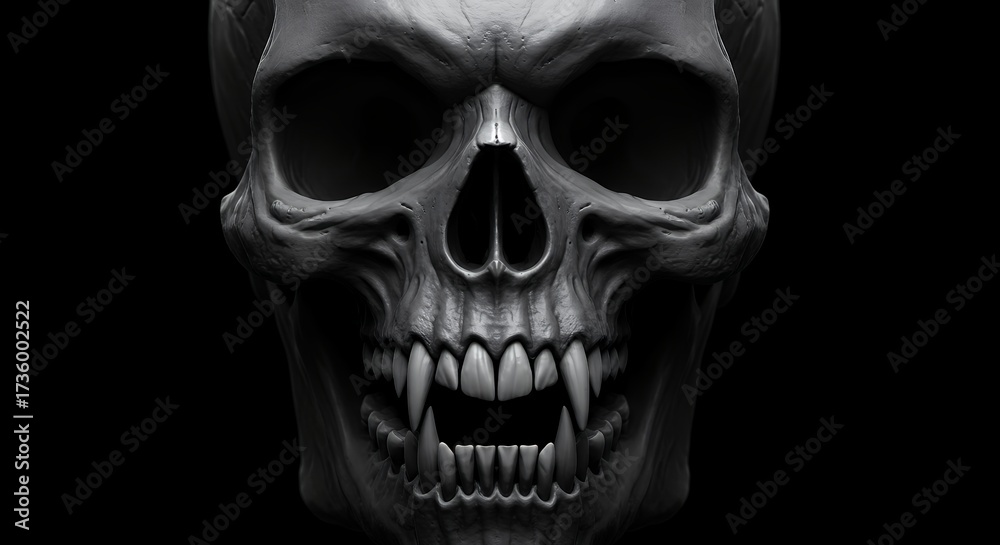 Obraz premium Detailed grayscale rendering of a human skull against a dark background