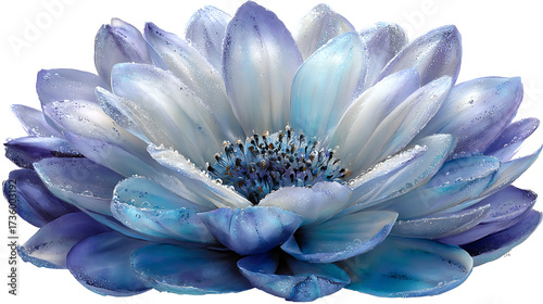 A blue and white flower with a blue center
