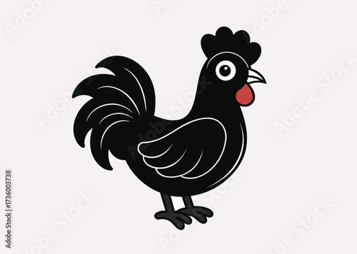 Black Rooster line art Vector silhouette