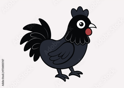 Black Rooster line art Vector silhouette