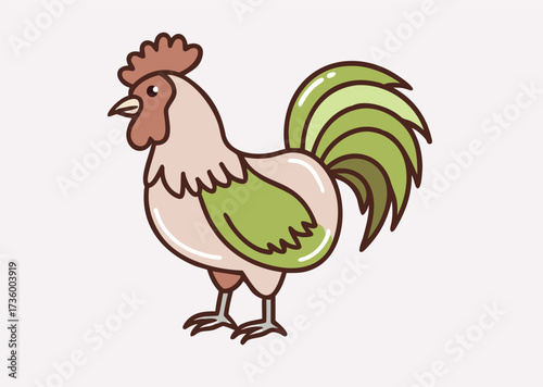 Black Rooster line art Vector silhouette