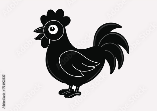 Black Rooster line art Vector silhouette