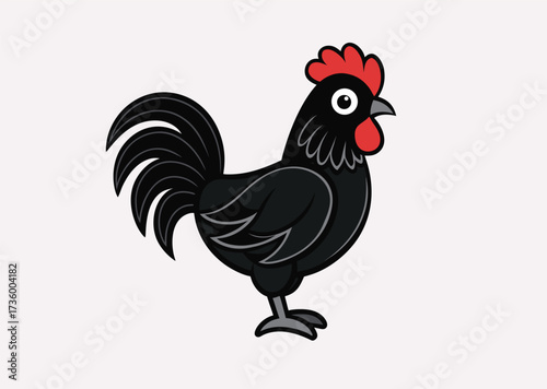 Black Rooster line art Vector silhouette