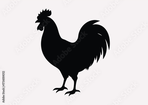 Black Rooster line art Vector silhouette